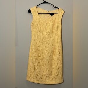 adrianna papell yellow crochet sleeveless dress 8P